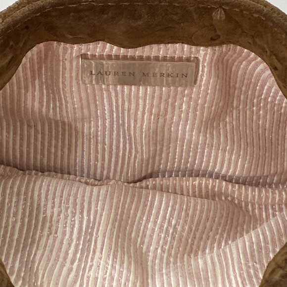 Lauren Merkin Brown Suede Leather Cutout Design Clutch w/Dustbag - Picture 5 of 7